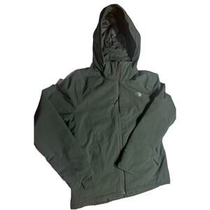 The North Face Jacket Women’s Sz Large Mid Length Hooded Insulated Quilted Gray